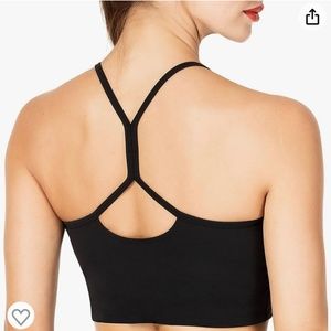 2 Small Black Longline Strappy Sport Bras Crop Tank Yoga Gym